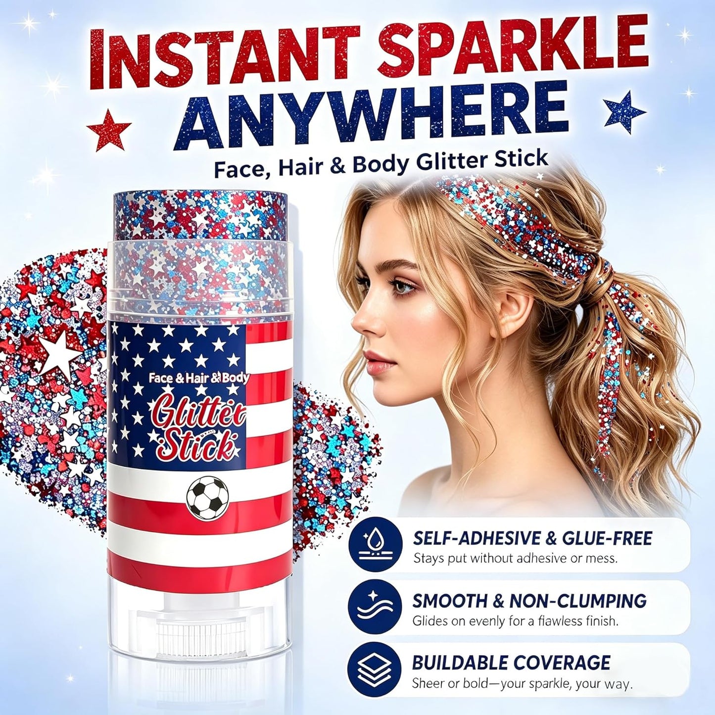 Velixir™ - Patriotic Face & Body Glitter Stick