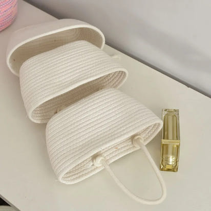 3-Layer Wall Hanging Storage Basket Handwoven No-Punch Hanging Storage Pouches Multipurpose Wall Mounted Organizer