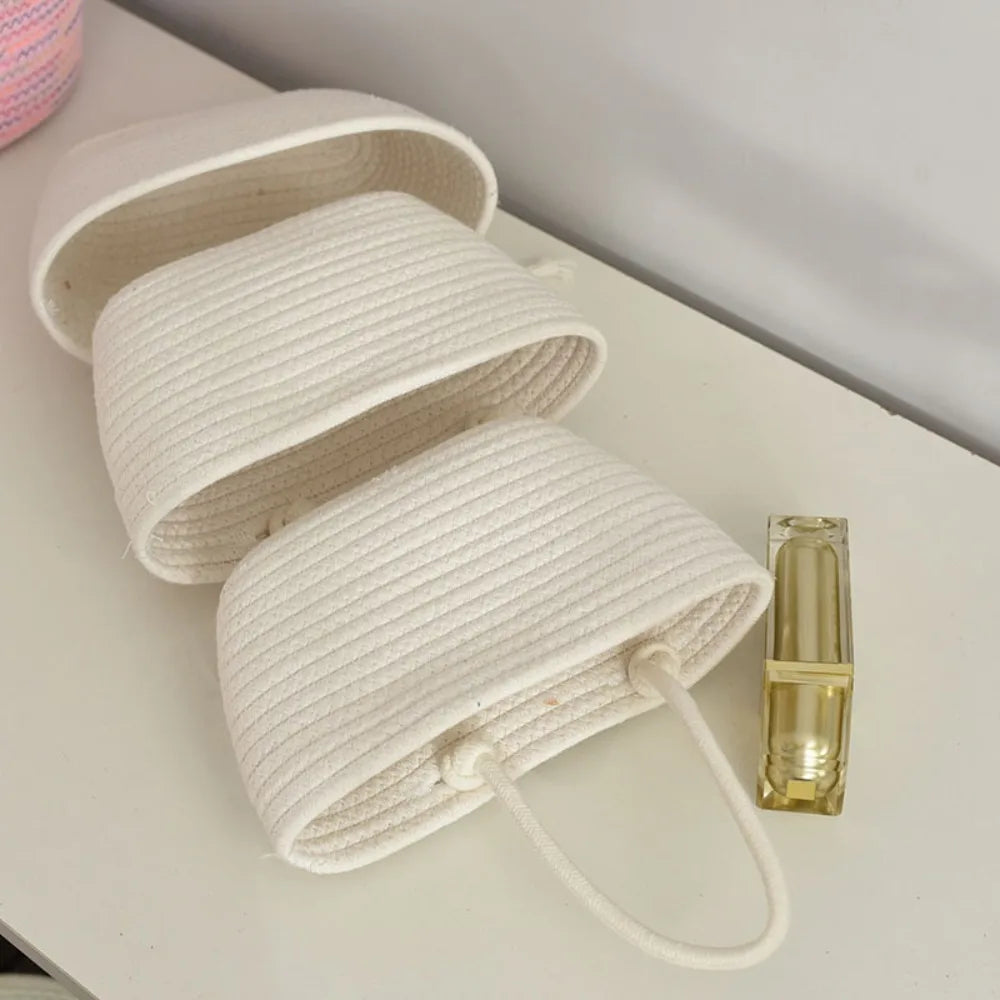 3-Layer Wall Hanging Storage Basket Handwoven No-Punch Hanging Storage Pouches Multipurpose Wall Mounted Organizer