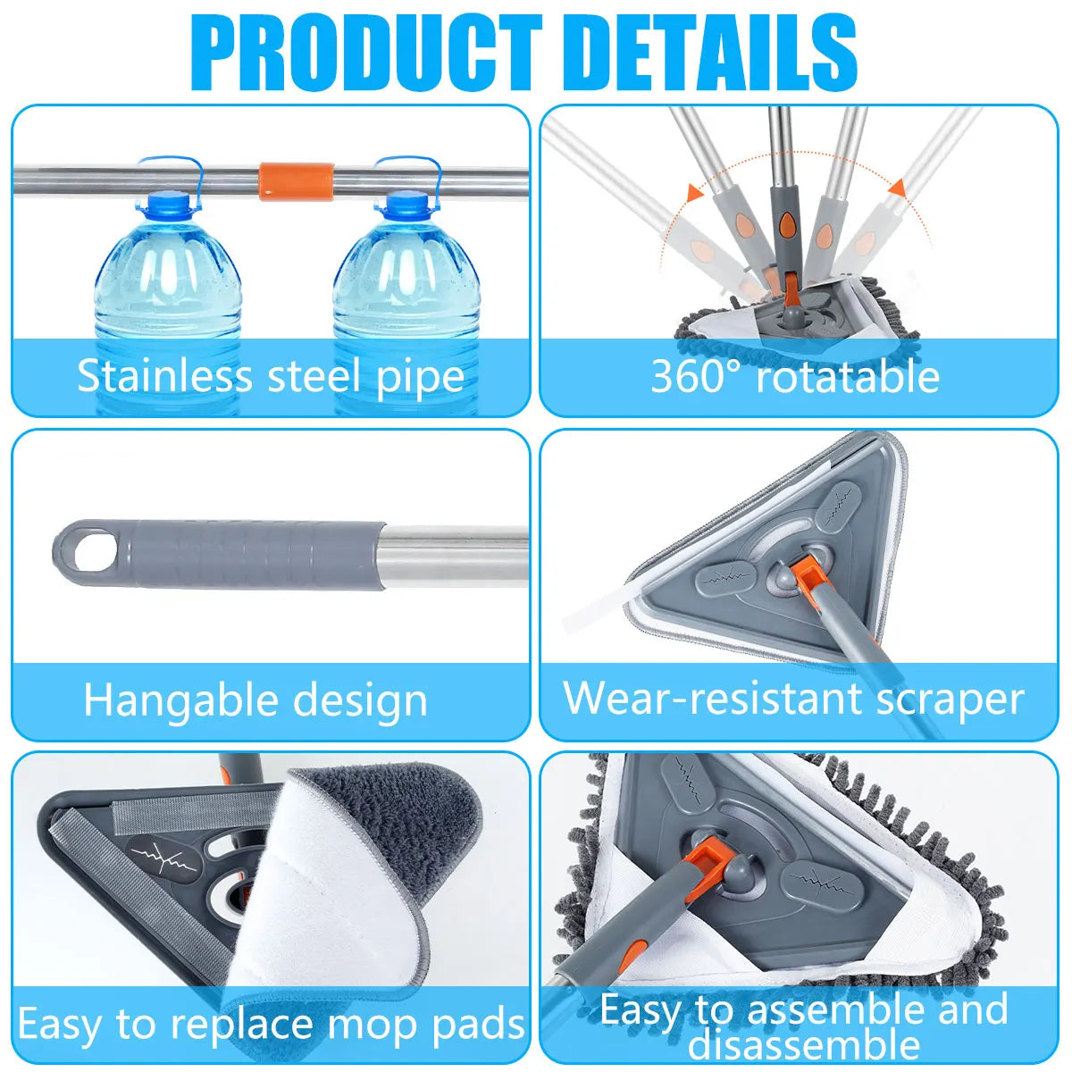 Velixir™ - Heavy Duty Long Handle Wall Mop