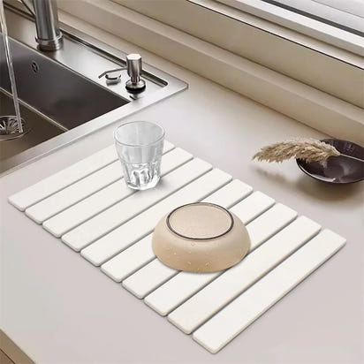 Large Quick Drying Mat Fast Absorbent Stone for Kitchen Counter Collapsible Diatomaceous Earth Dish Drying Stone Dish Drying Mat
