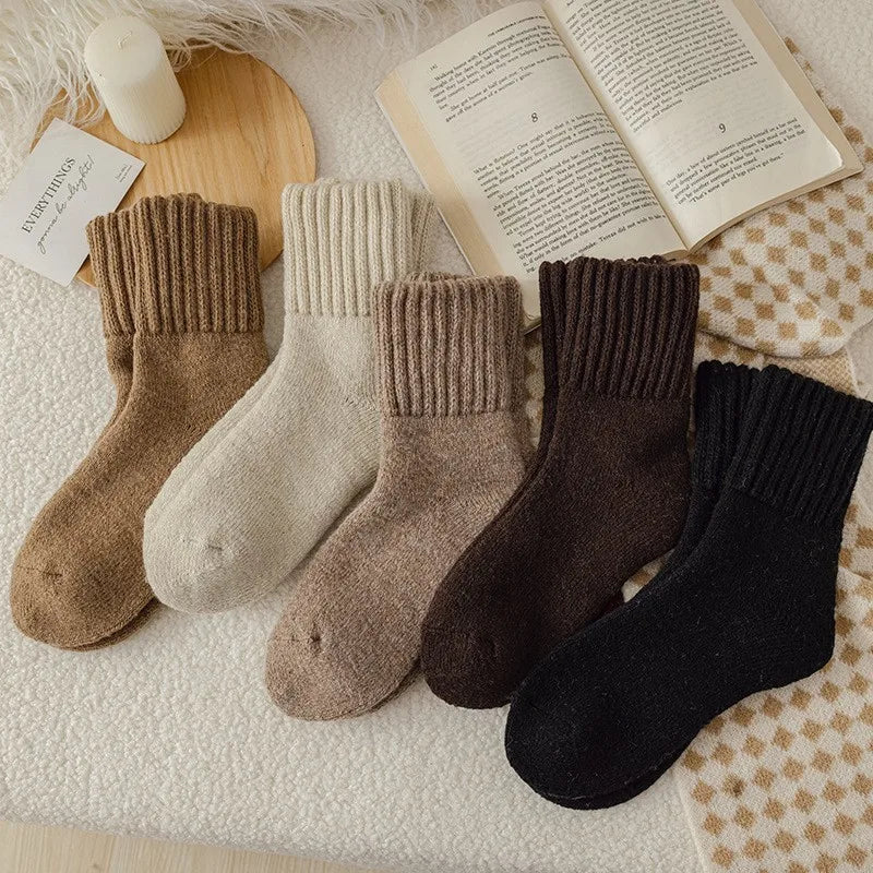 Women's Winter Crew Socks | Thick Terry & Fleece Lined | Warm Snow Socks in Melange Colors