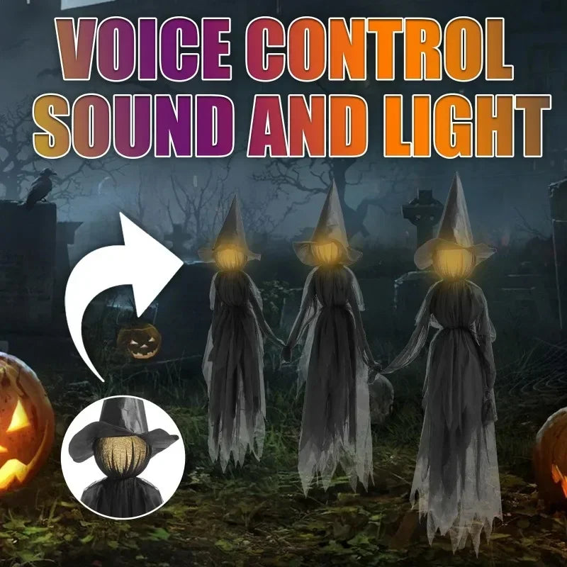 WickedWitches™ - 3 Glowing Pumpkin Witches