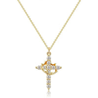 Velixir™ - 14K Gold Plated Crown Cross Necklace