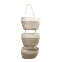 3-Layer Wall Hanging Storage Basket Handwoven No-Punch Hanging Storage Pouches Multipurpose Wall Mounted Organizer